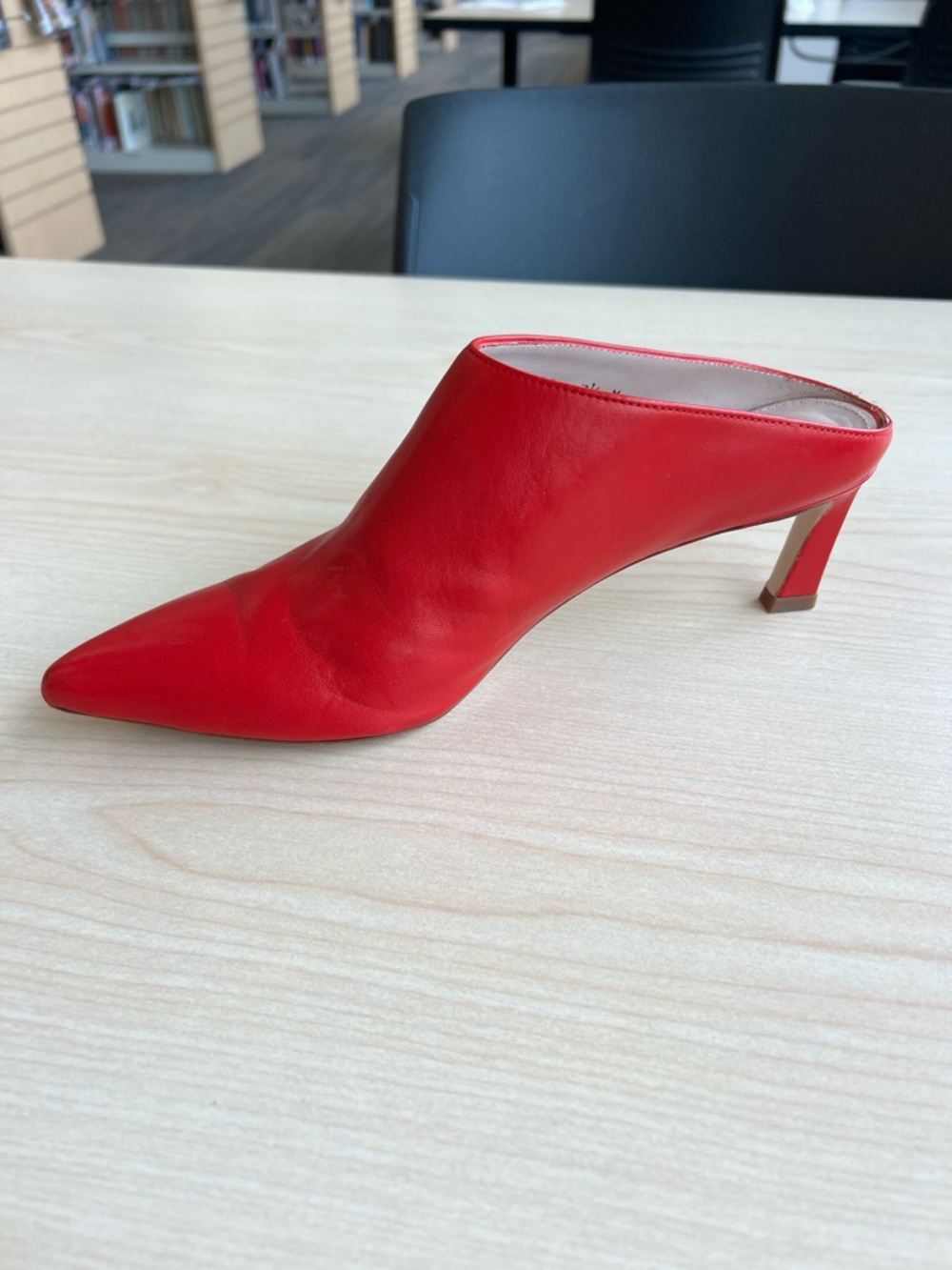Stuart Weitzman mira red leather pointed toe slide on mules kitten heels 7.5 - Picture 12 of 16